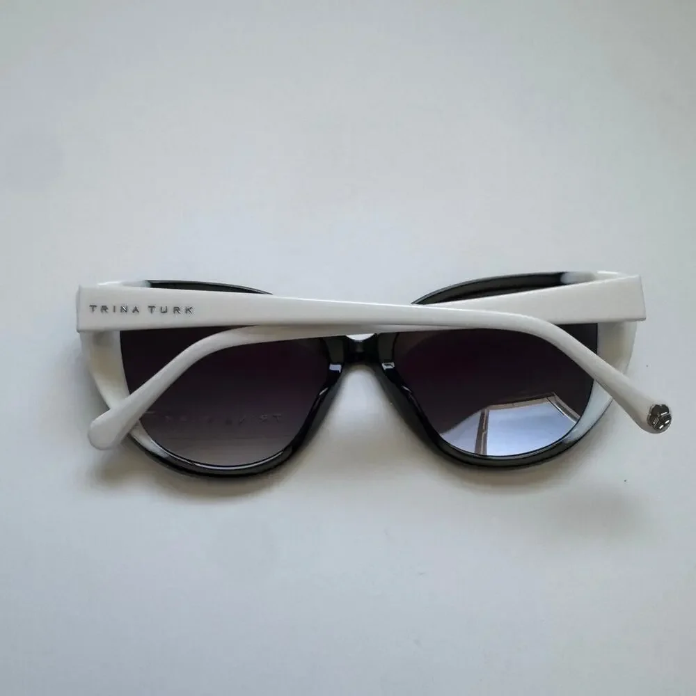 NEW Trina Turk Black and White Flores Cat Eye Sunglasses